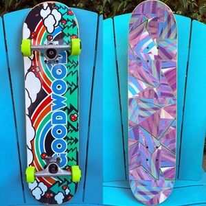 Goodwood Skateboards Double Rainbow Custom Complete Skateboard 8” Hazard Wheels